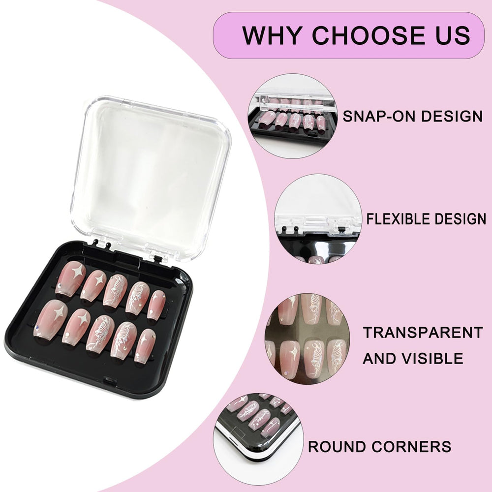 GUXACU nail box four-color set in clear pink black white