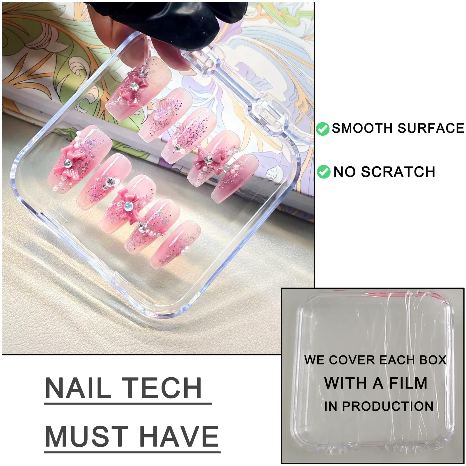 GUXACU premium acrylic nail boxes with transparent sturdy finish