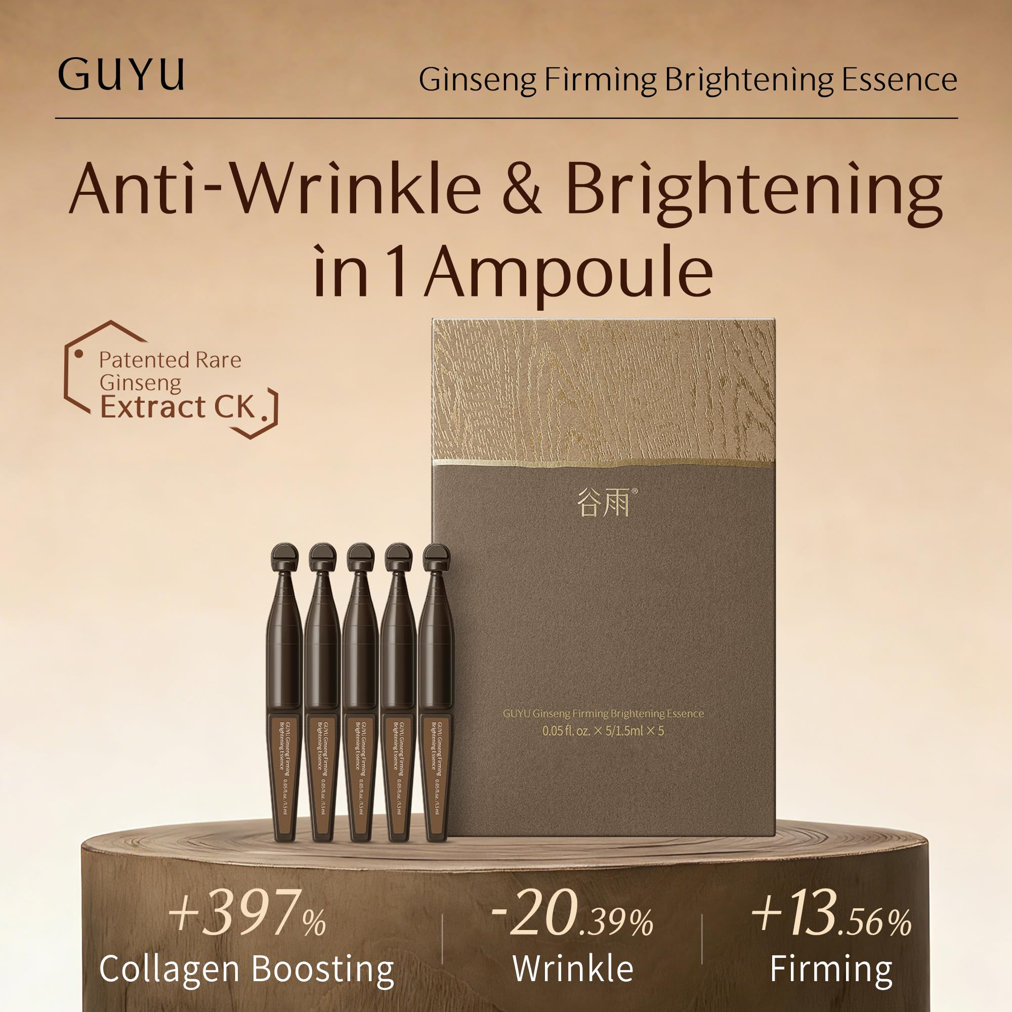 GUYU packaging closeup shows premium ampoules preserving potency and freshness