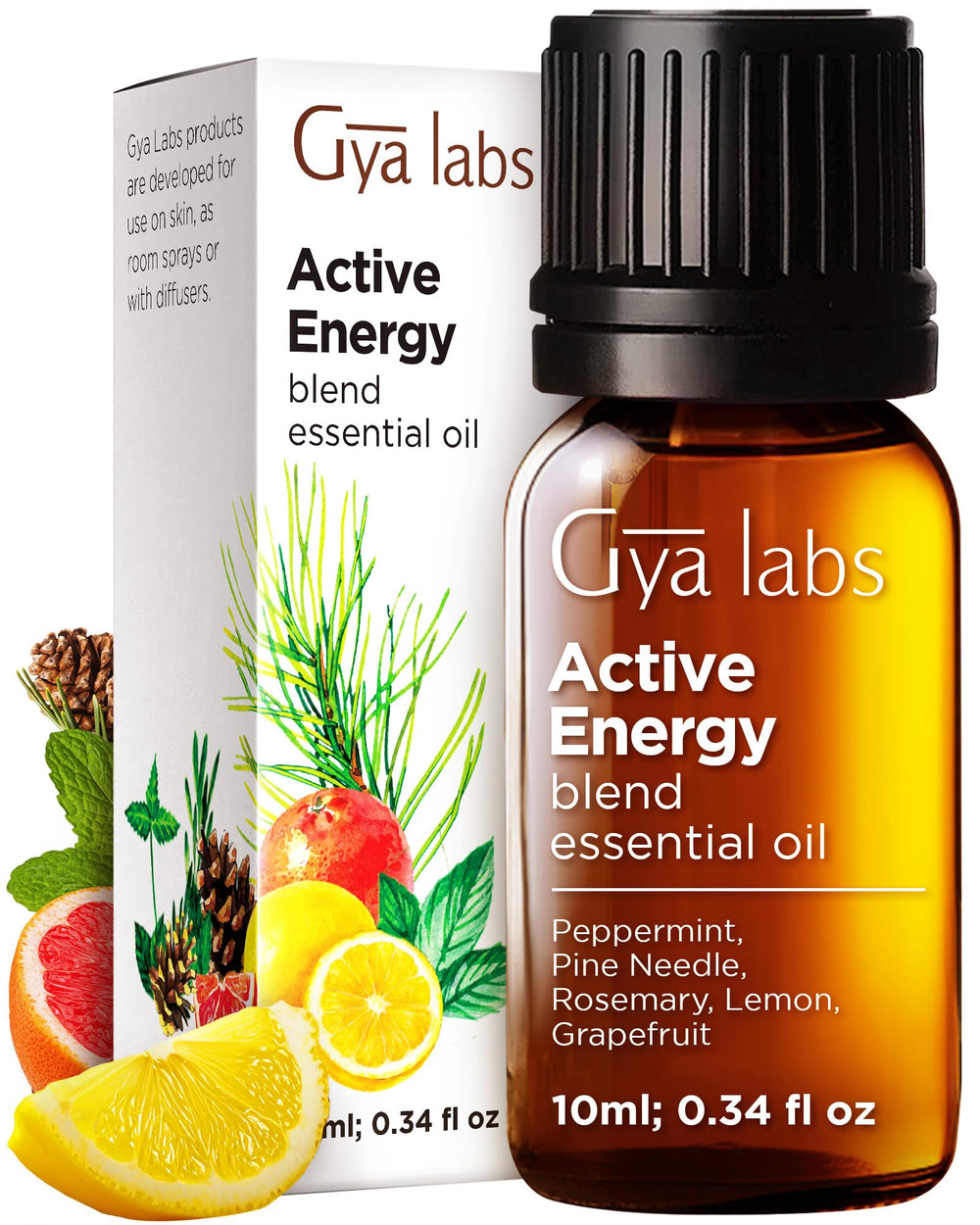 Gya Labs Active Energy Essential Oil Blend bottle 0.34 oz for diffuser