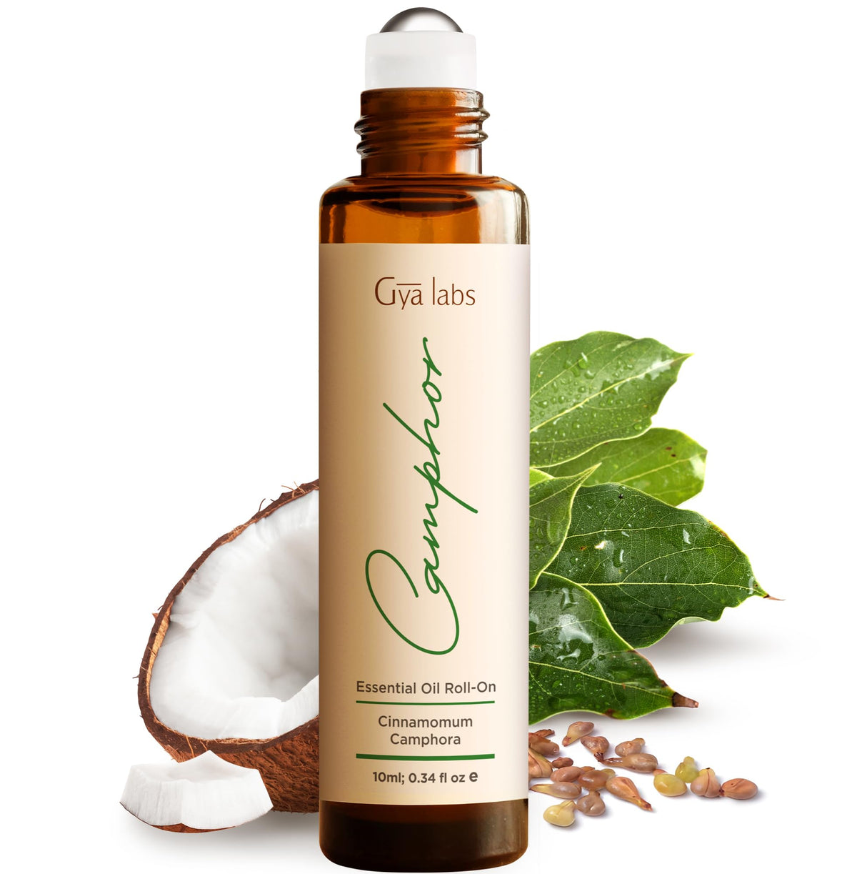 Gya Labs Camphor Roll-On bottle, 0.34 fl oz