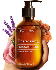 Bottle of Gya Labs Destressing Massage Oil 6.76 fl oz – front view