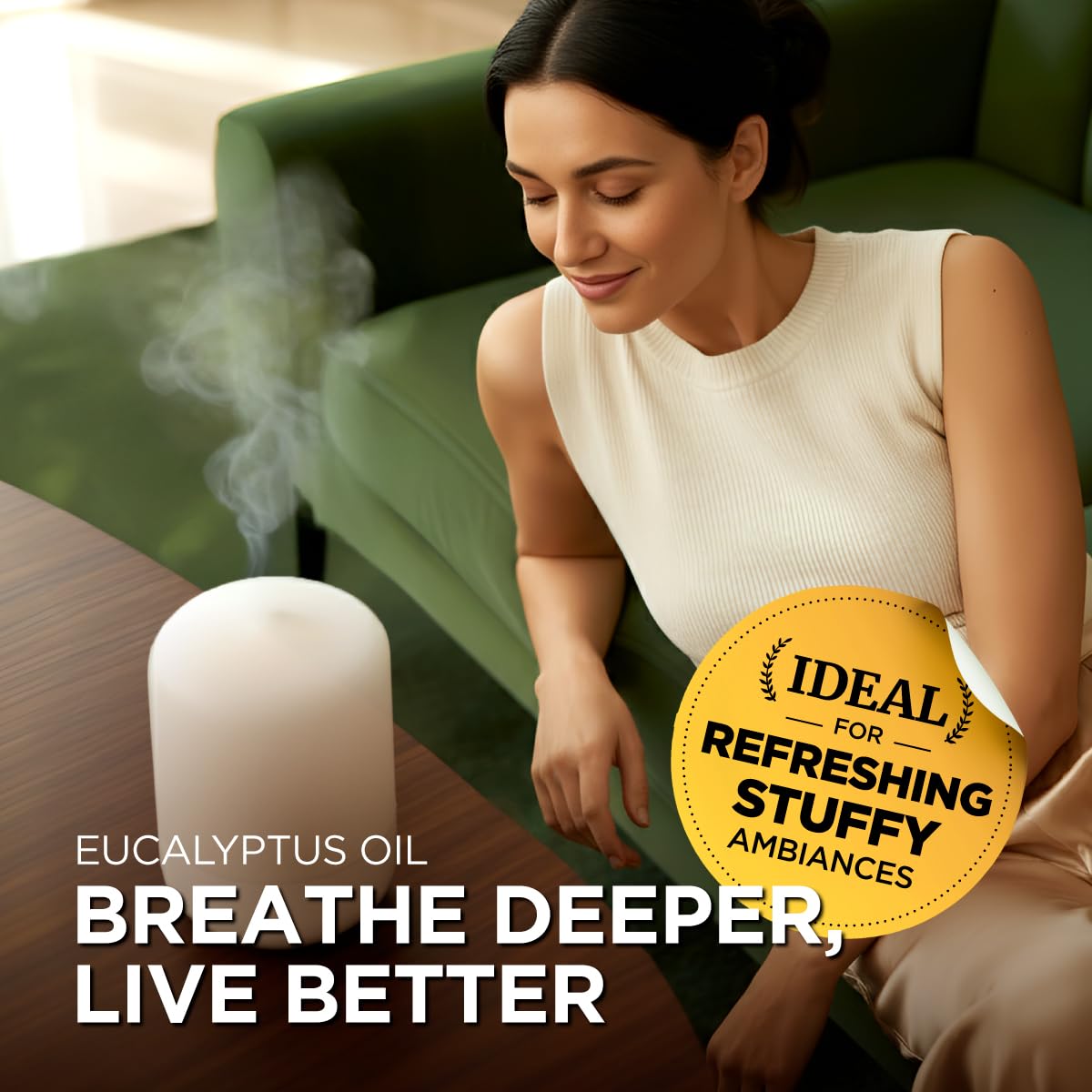 Eucalyptus essential oil used in a diffuser image