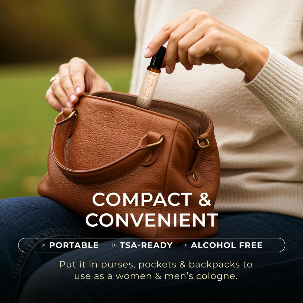 Travel-friendly amber glass roll-on bottle
