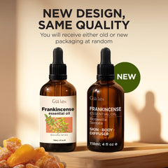 Amber glass bottle of pure frankincense essential oil