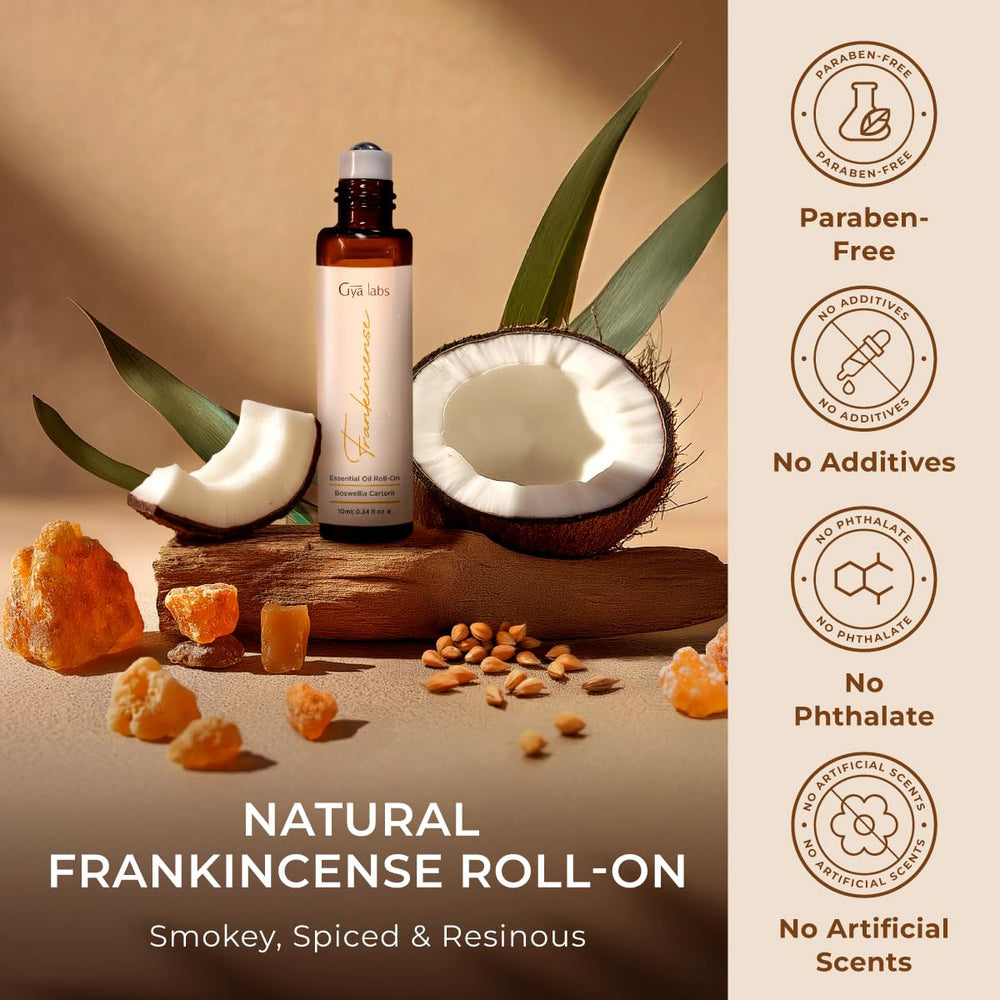 Frankincense roll-on being applied to temples