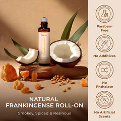 Frankincense roll-on being applied to temples