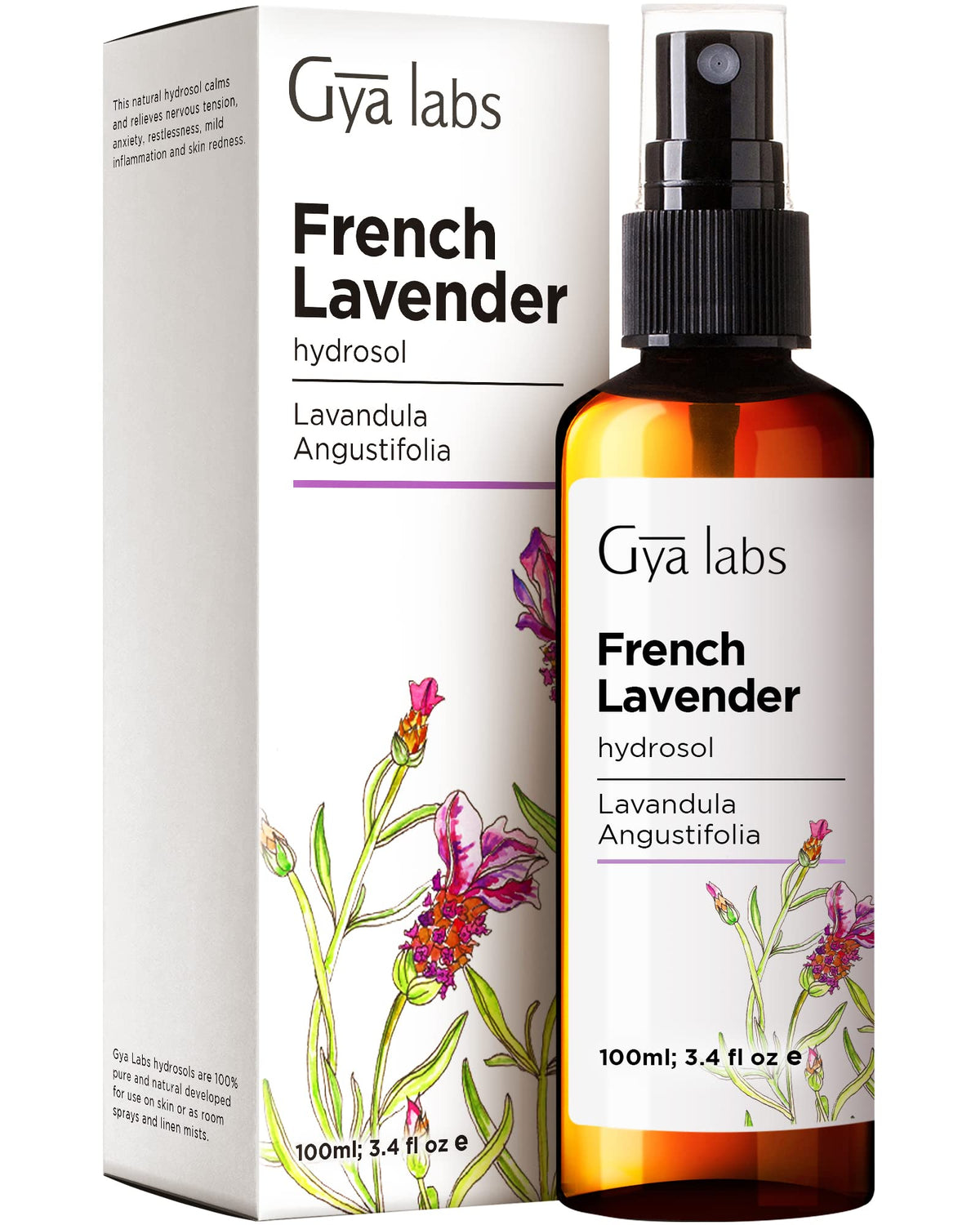 Gya Labs French Lavender Hydrosol 3.4oz bottle for face and body mist