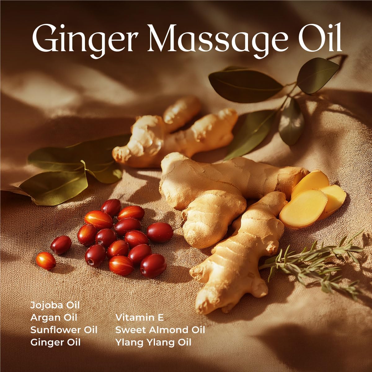 Gya Labs Ginger Massage Oil ingredients with Arnica and Vitamin E