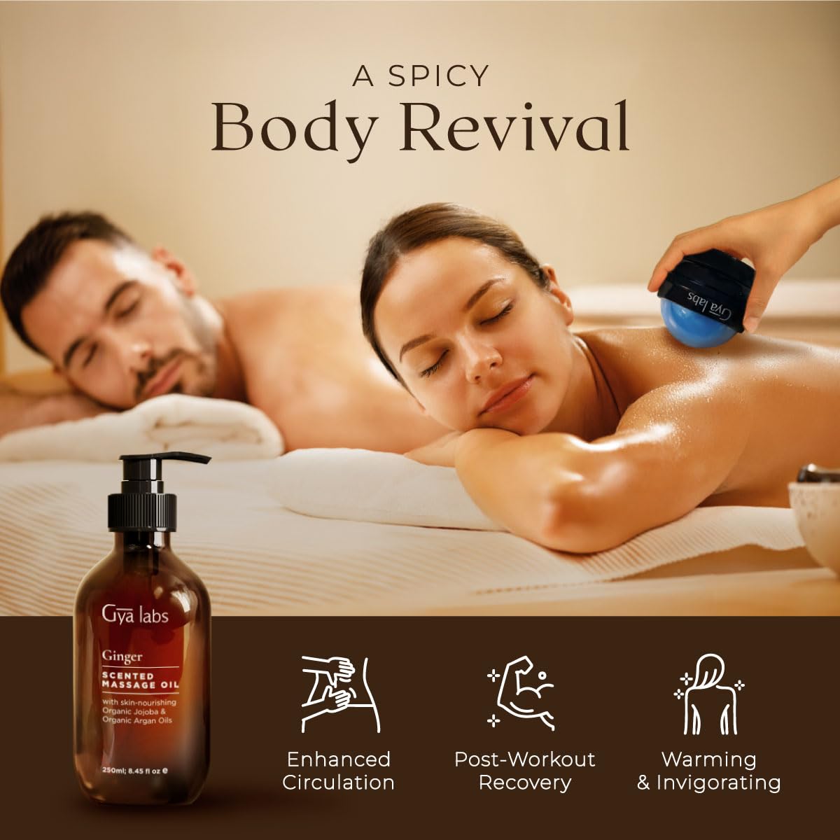 Warmth and relaxation with ginger massage oil on skin