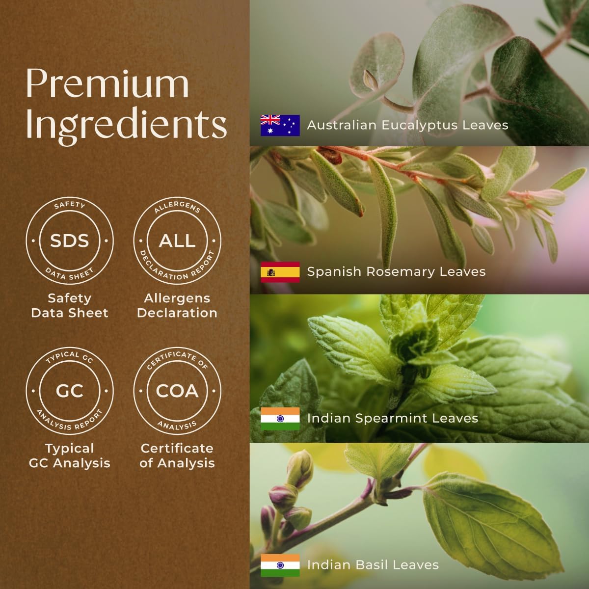 GC/MS and MSDS safety testing certificates for the essential oil