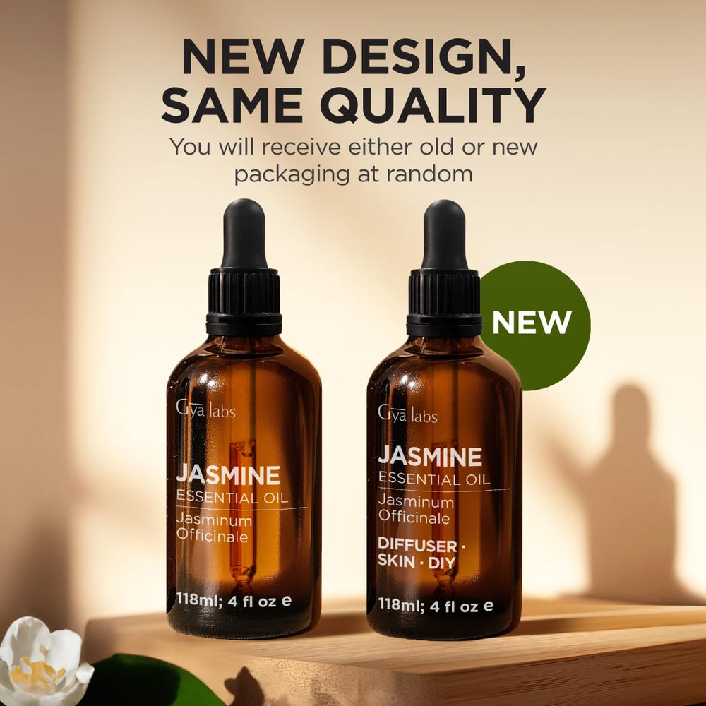 Label of Gya Labs Jasmine Essential Oil with ingredients