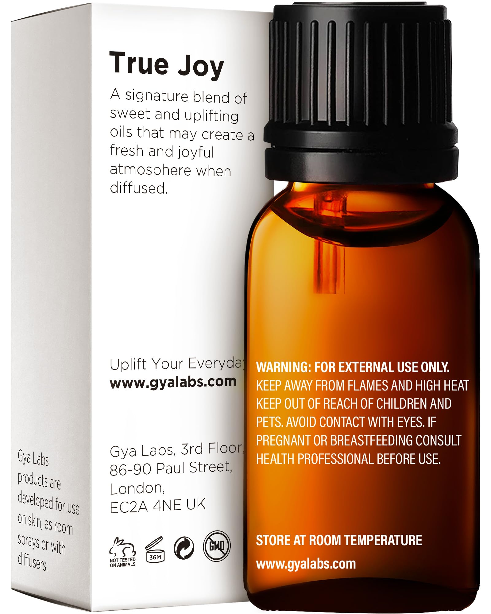 Amber glass bottle with dropper for True Joy Essential Oil