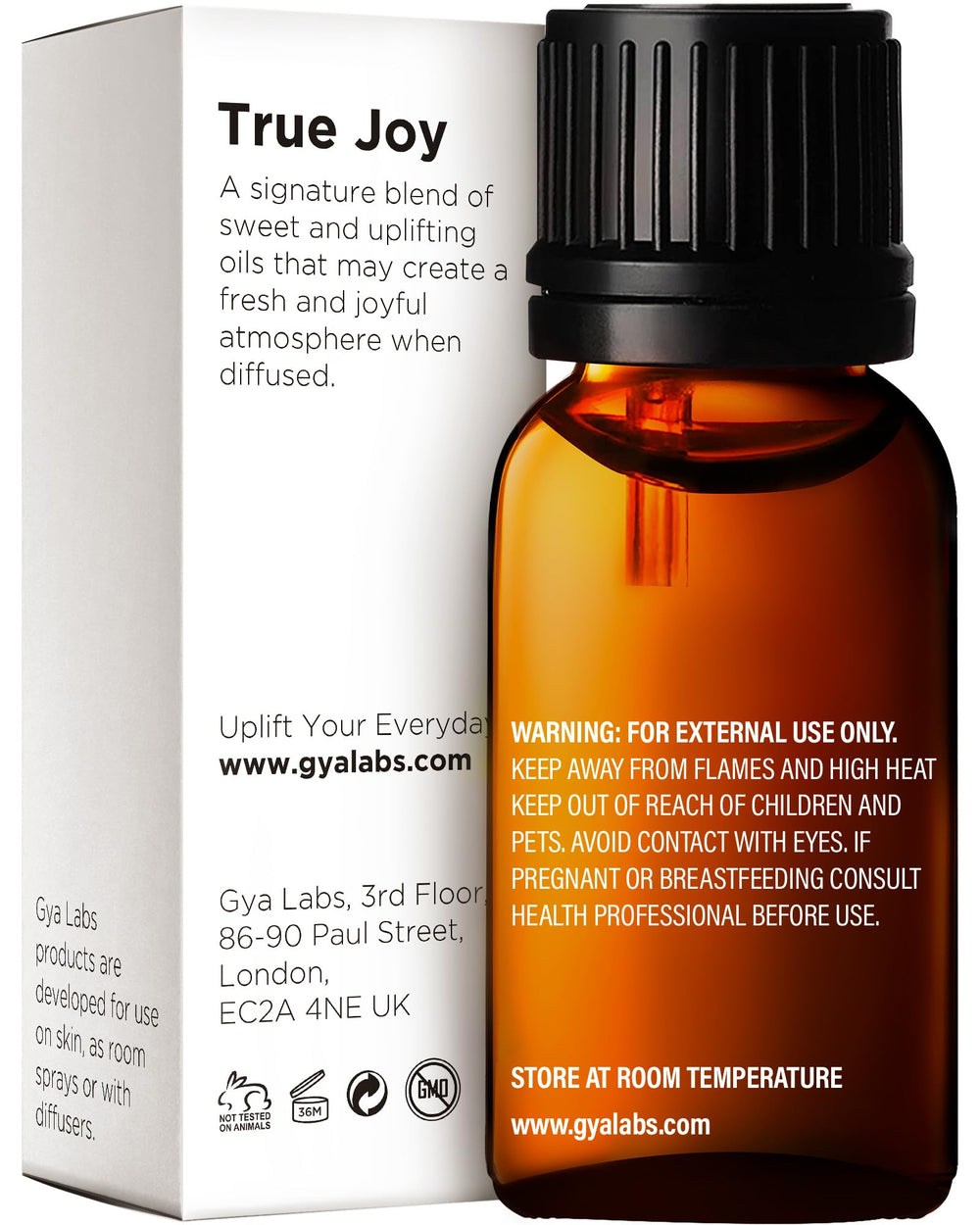 Amber glass bottle with dropper for True Joy Essential Oil