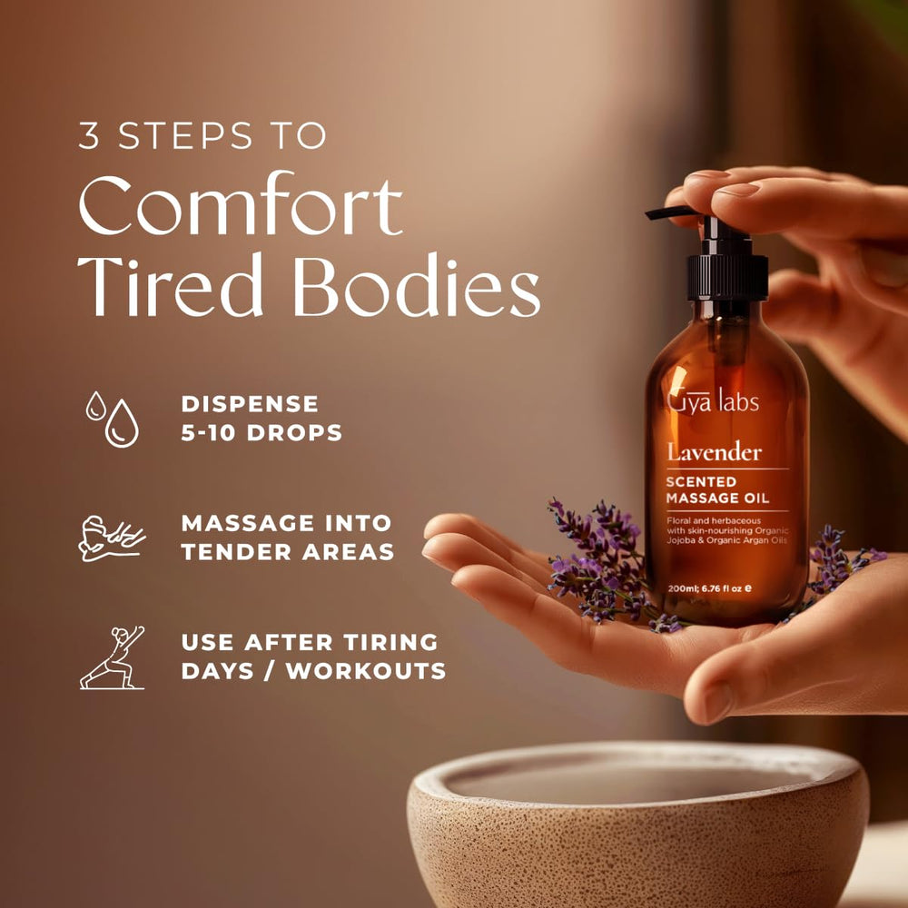 Close-up of lavender-infused massage oil