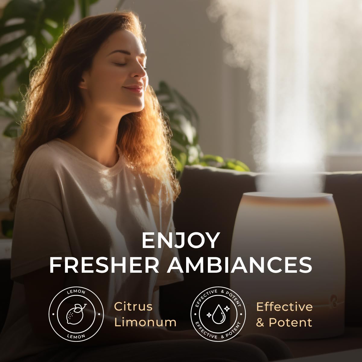 Lemon essential oil drops in a diffuser
