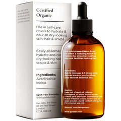 Neem oil applied to skin for soothing care