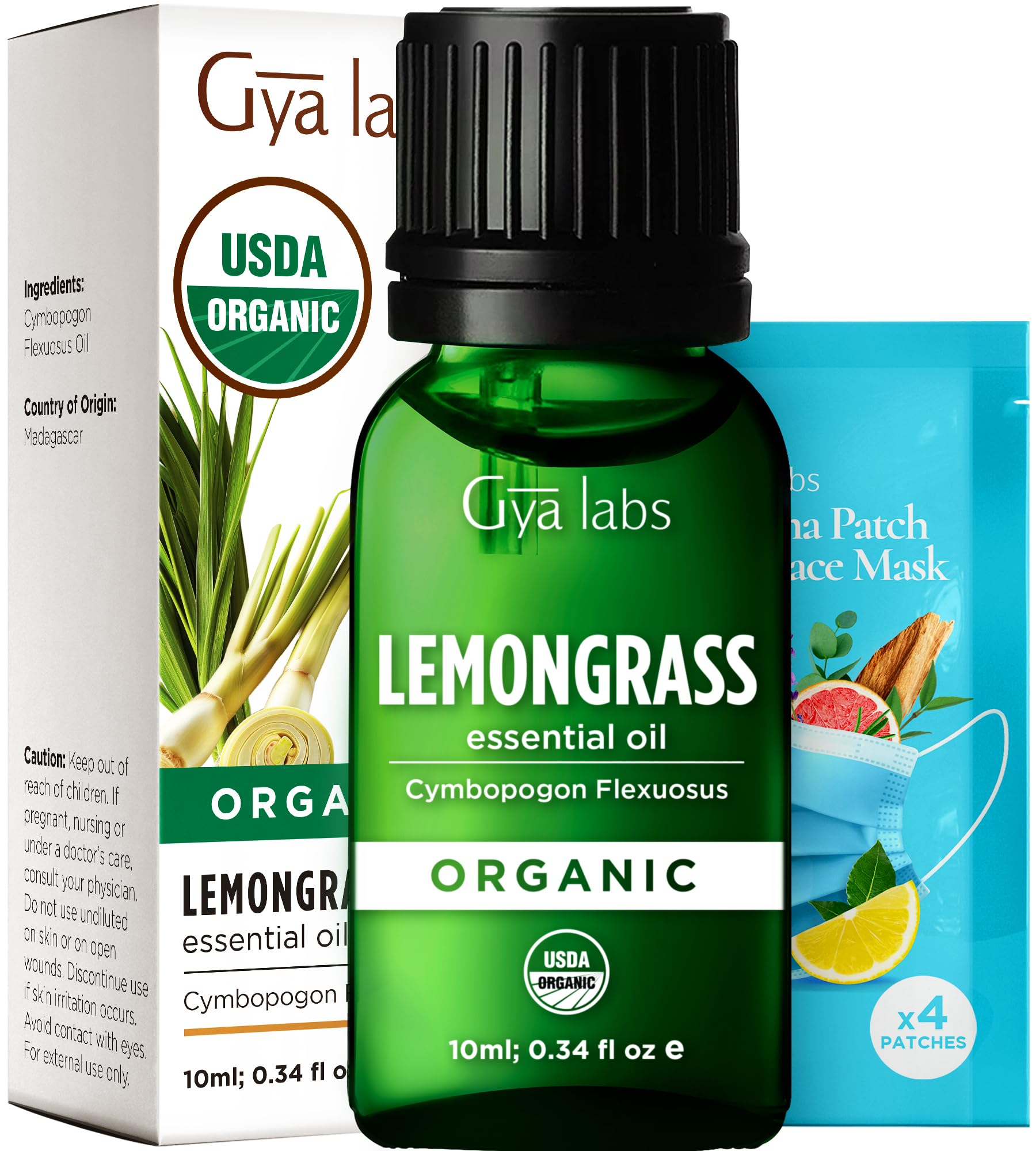 Gya Labs Organic Lemongrass Essential Oil bottle 0.34 oz