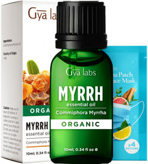 Gya Labs Organic Myrrh Essential Oil bottle with dropper