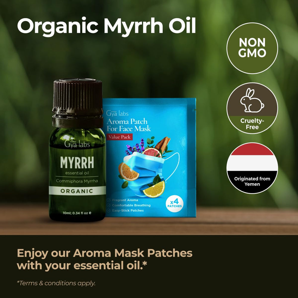 Label of Gya Labs Organic Myrrh Essential Oil 0.34 fl oz