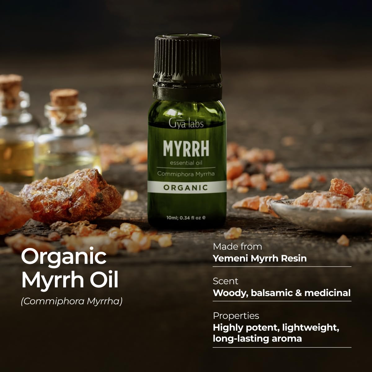 Dropping Myrrh essential oil from a dropper