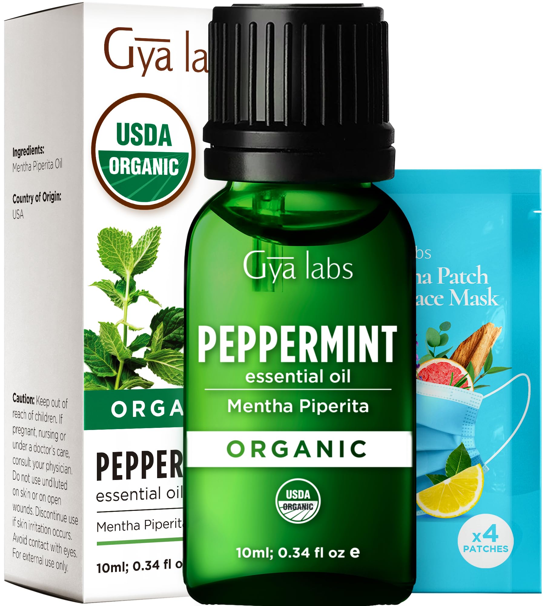 Gya Labs Organic Peppermint Essential Oil bottle 0.34 fl oz