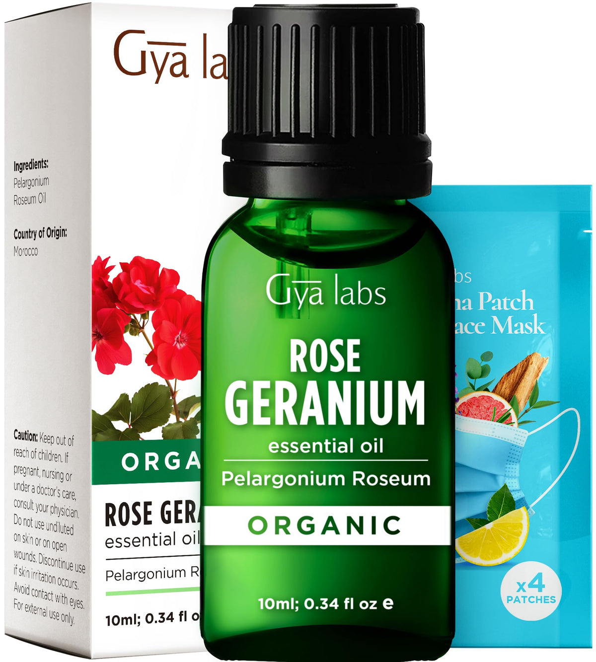 Gya Labs Organic Rose Geranium Essential Oil bottle 0.34 fl oz