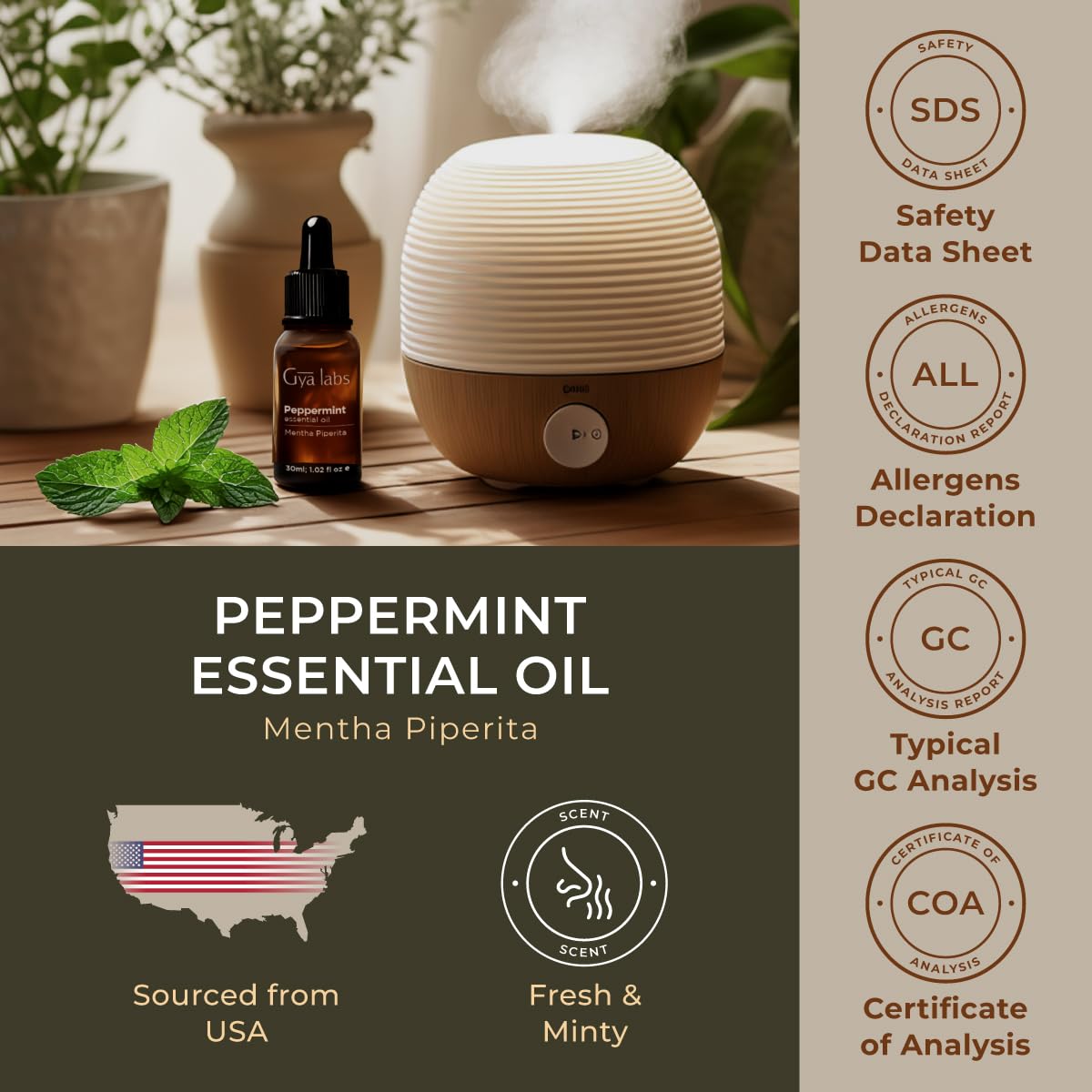 Gya Labs Peppermint Essential Oil packaging and quality control