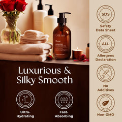 Hands applying Rose Massage Oil to skin