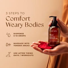 Close-up of rose otto oil in the Rose Massage Oil formula
