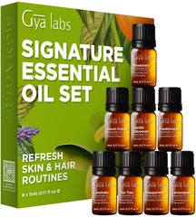 Gya Labs Signature Essential Oil Set box with eight bottles