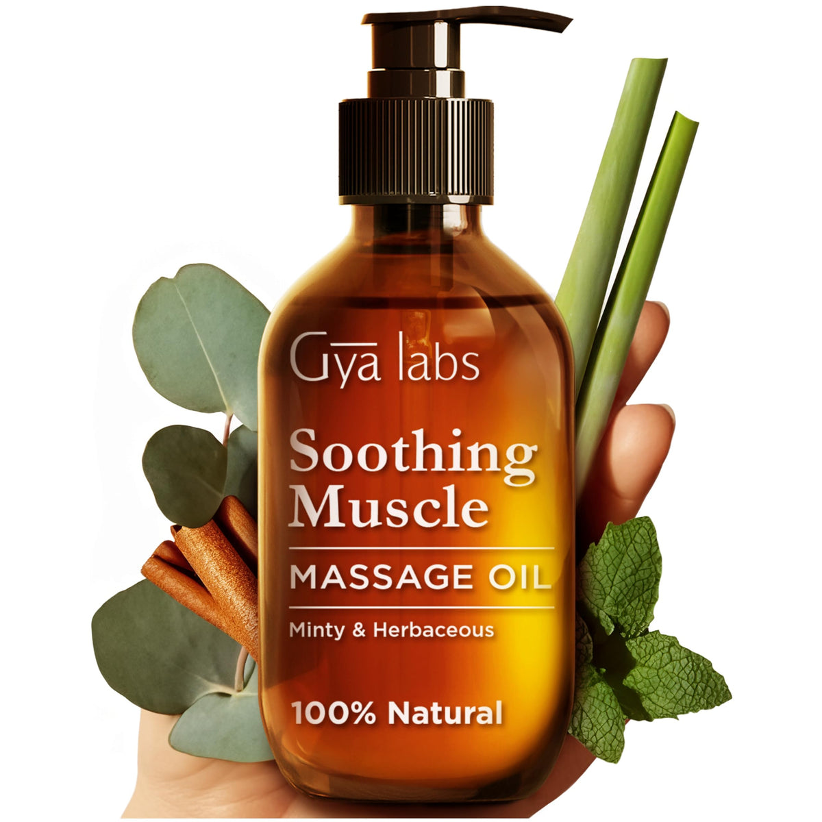 Gya Labs Soothing Massage Oil bottle showing 6.76 fl oz size