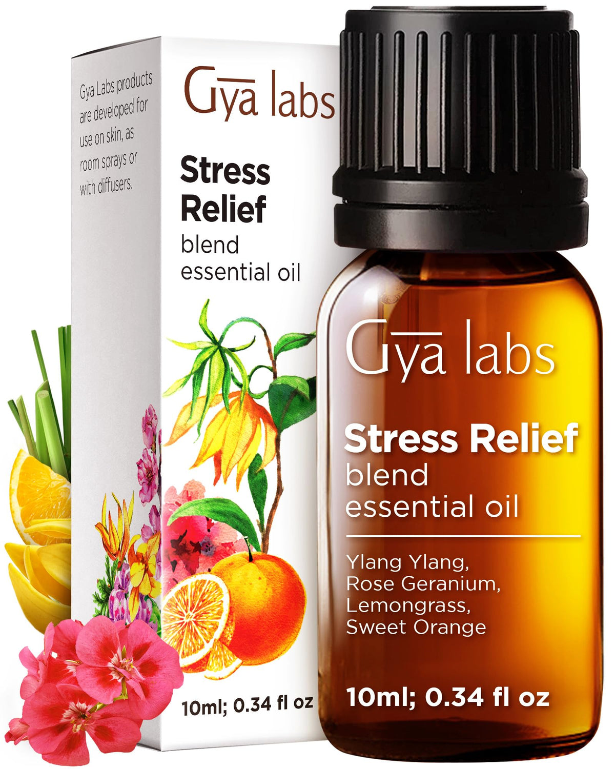 Gya Labs Stress Relief Essential Oil Blend bottle for diffusers