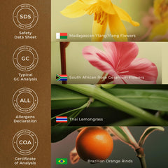 Sourcing regions: Brazil, Madagascar, South Africa, Thailand; GC/MS tested