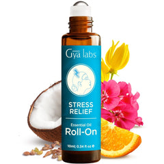 Gya Labs Stress Relief Roll-On bottle in amber glass