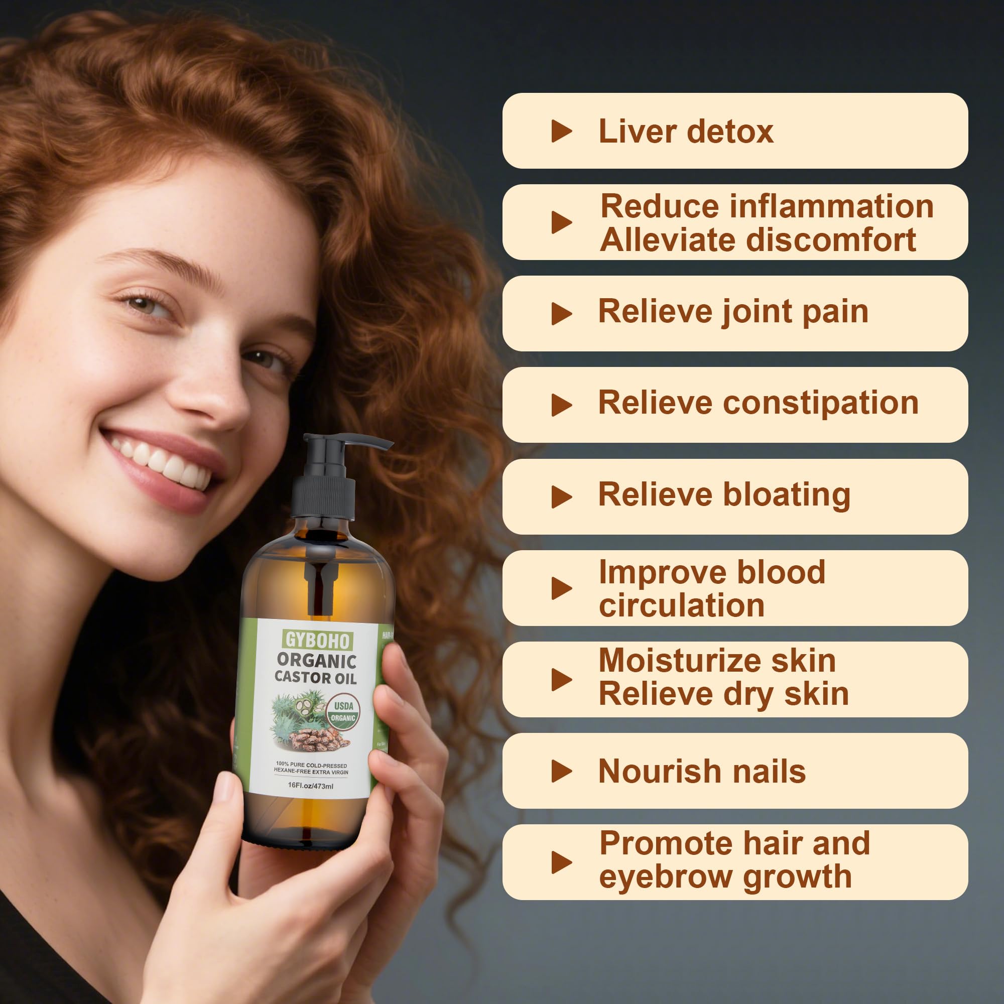 16 oz bottle of organic castor oil by GYBOHO