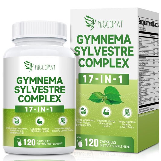 Bottle of Gymnema Sylvestre 24,000 mg with 17-in-1 herbal formula label