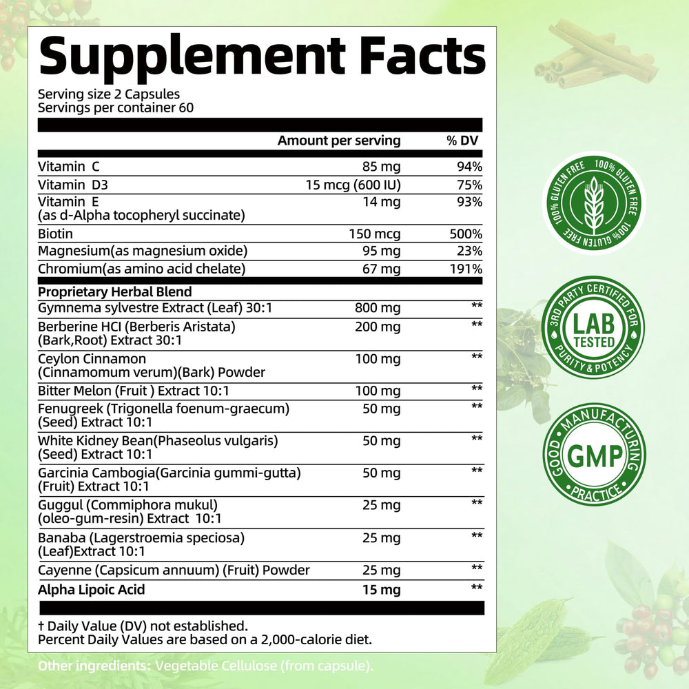 Extra vitamins and minerals such as chromium and magnesium