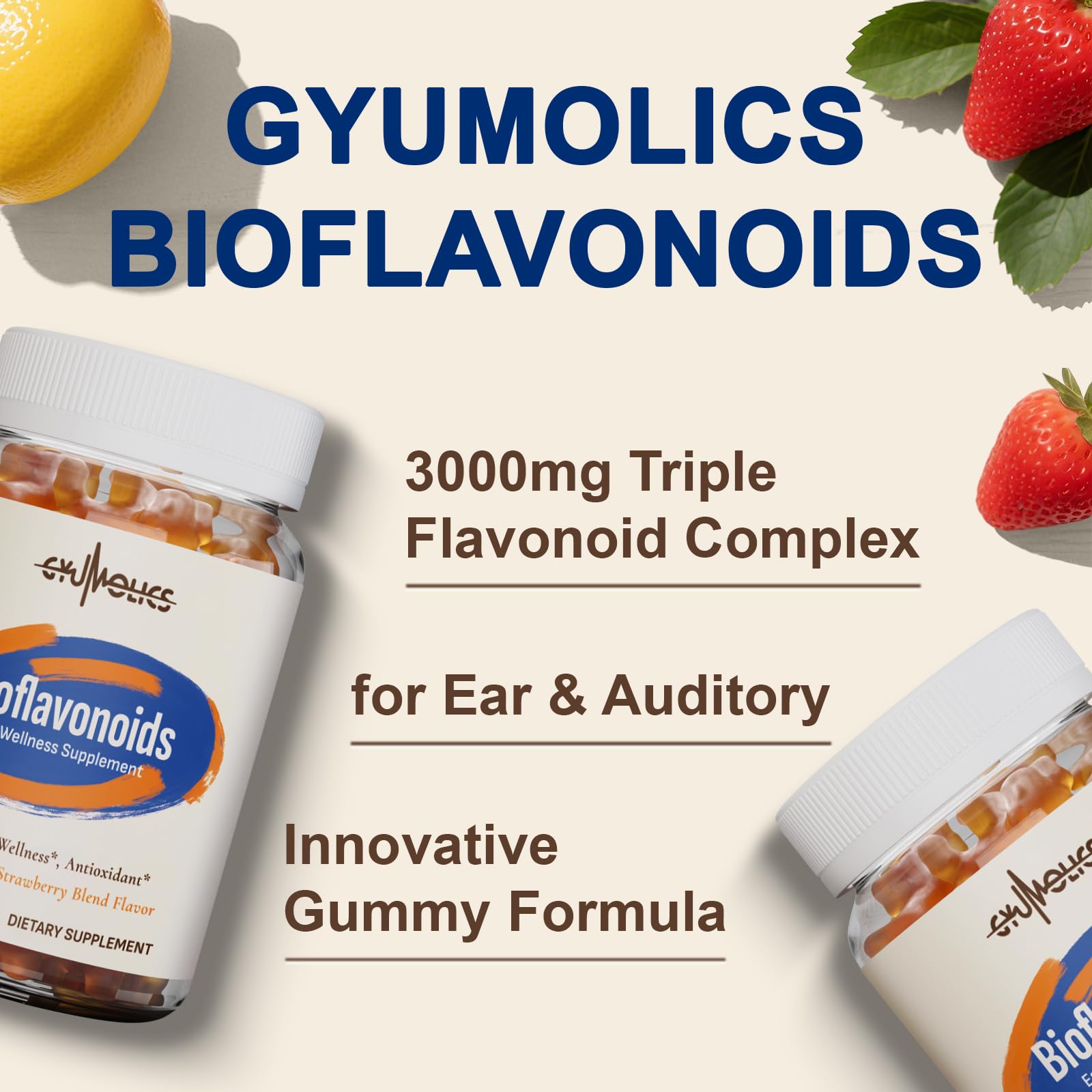 Close-up of Hesperidin and Quercetin as bioflavonoid components