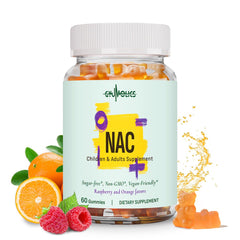 Packaging shot of Gyumolics NAC supplement with 60 vegan gummies