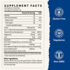 Vegan and gluten-free ingredients label for Gyumolics gummies