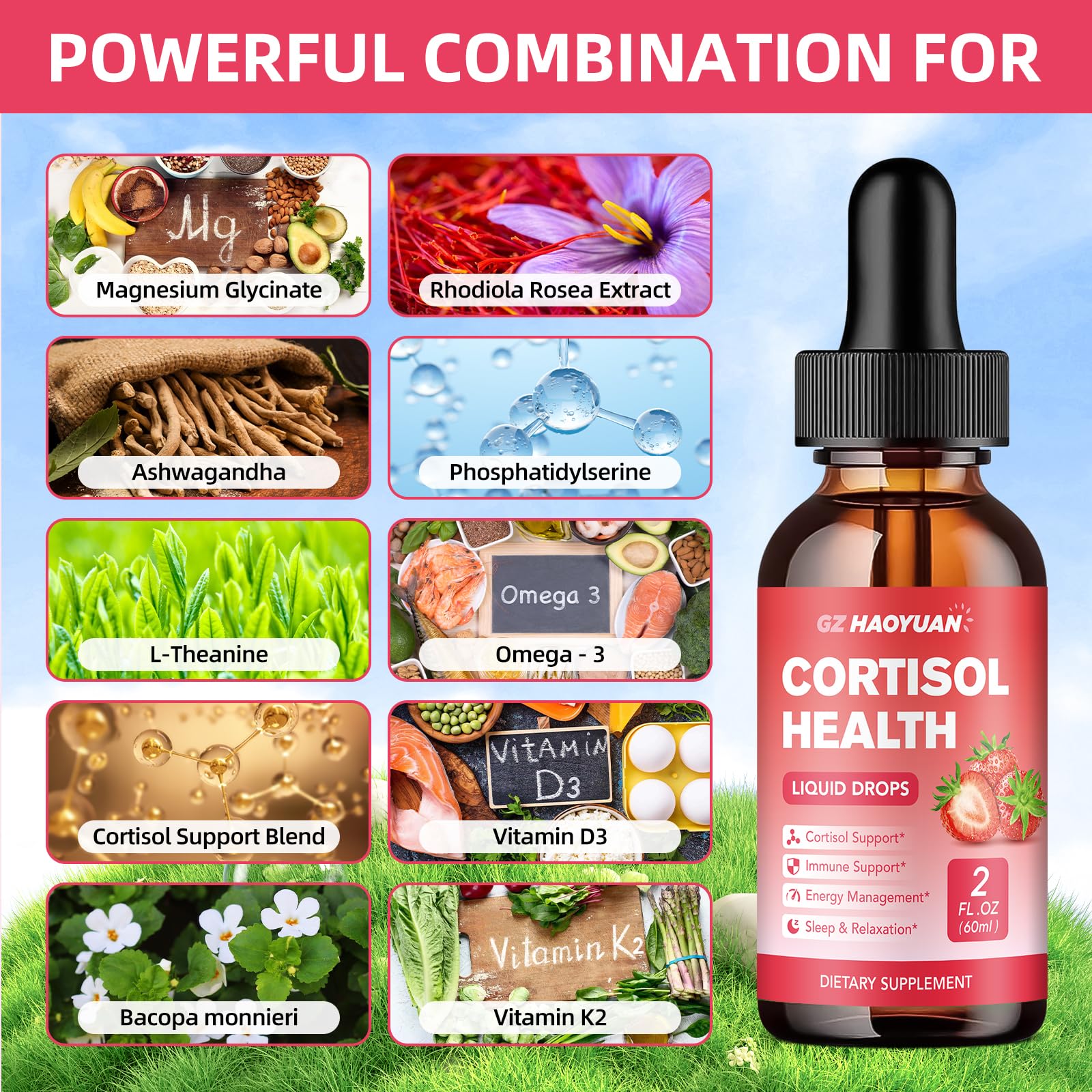 Front view of GZ HAOYUAN Cortisol Drops bottle