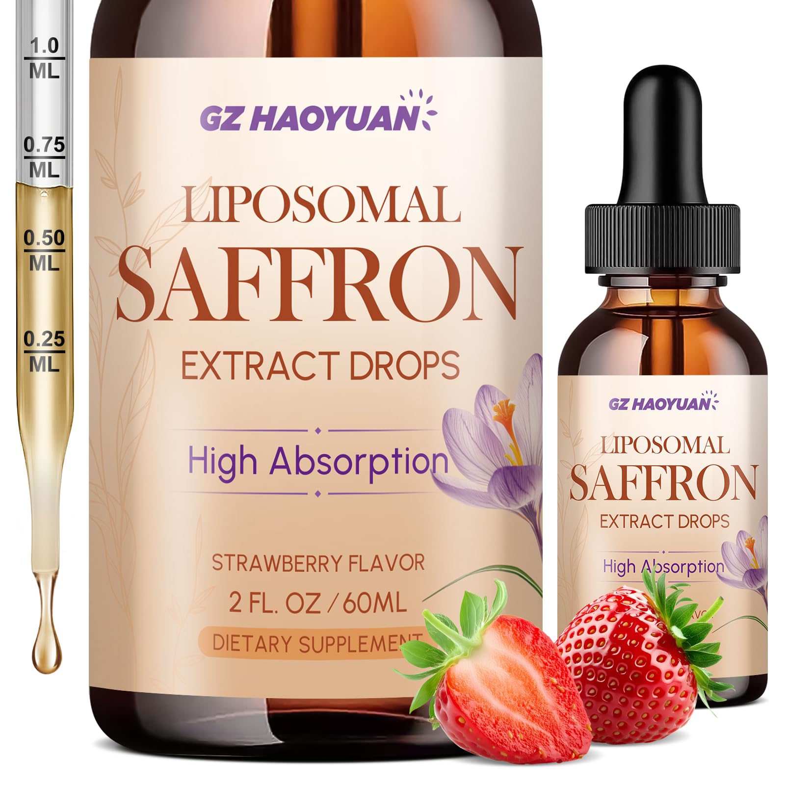 GZ HAOYUAN Liposomal Saffron Drops bottle – front view