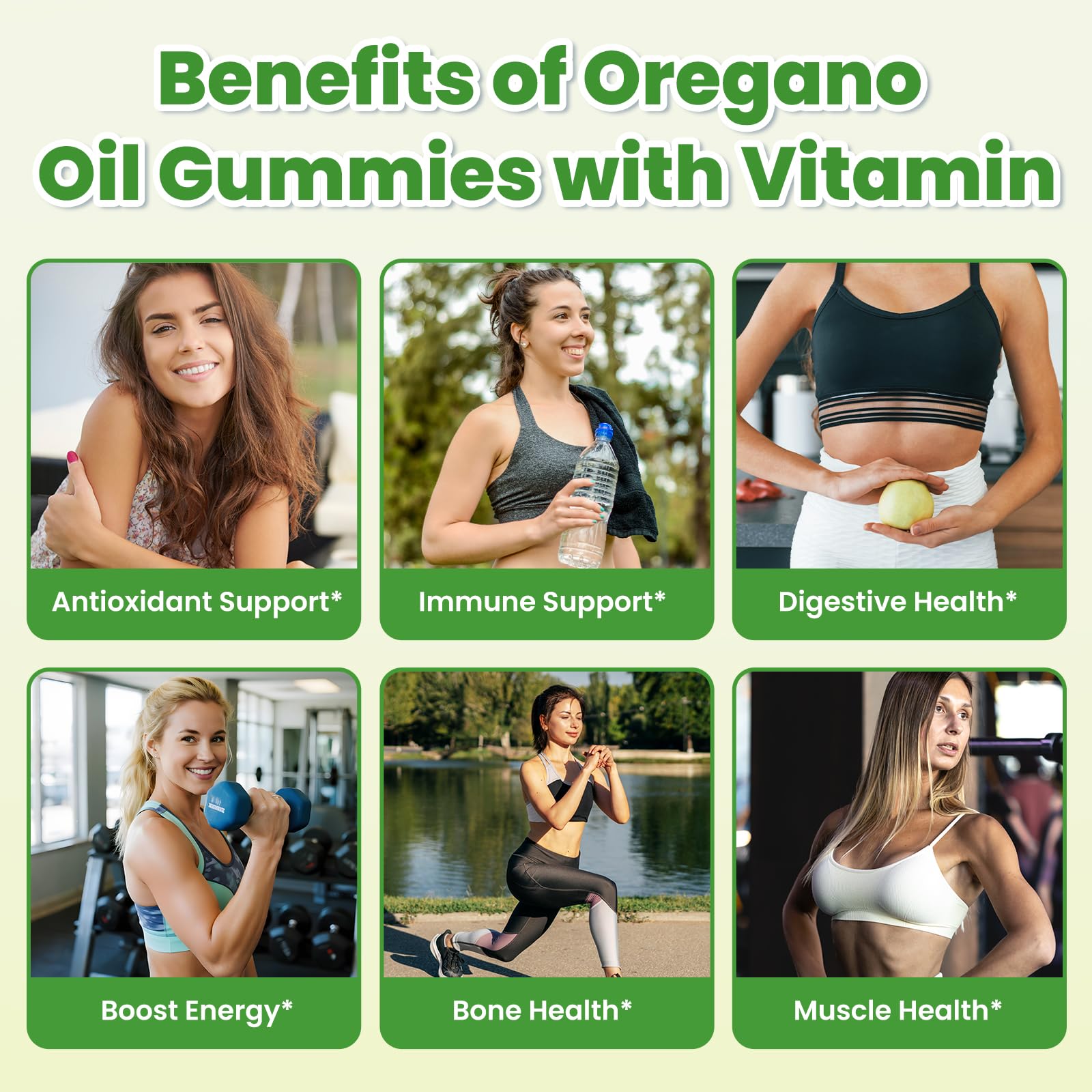 Oregano gummies label highlighting carvacrol content