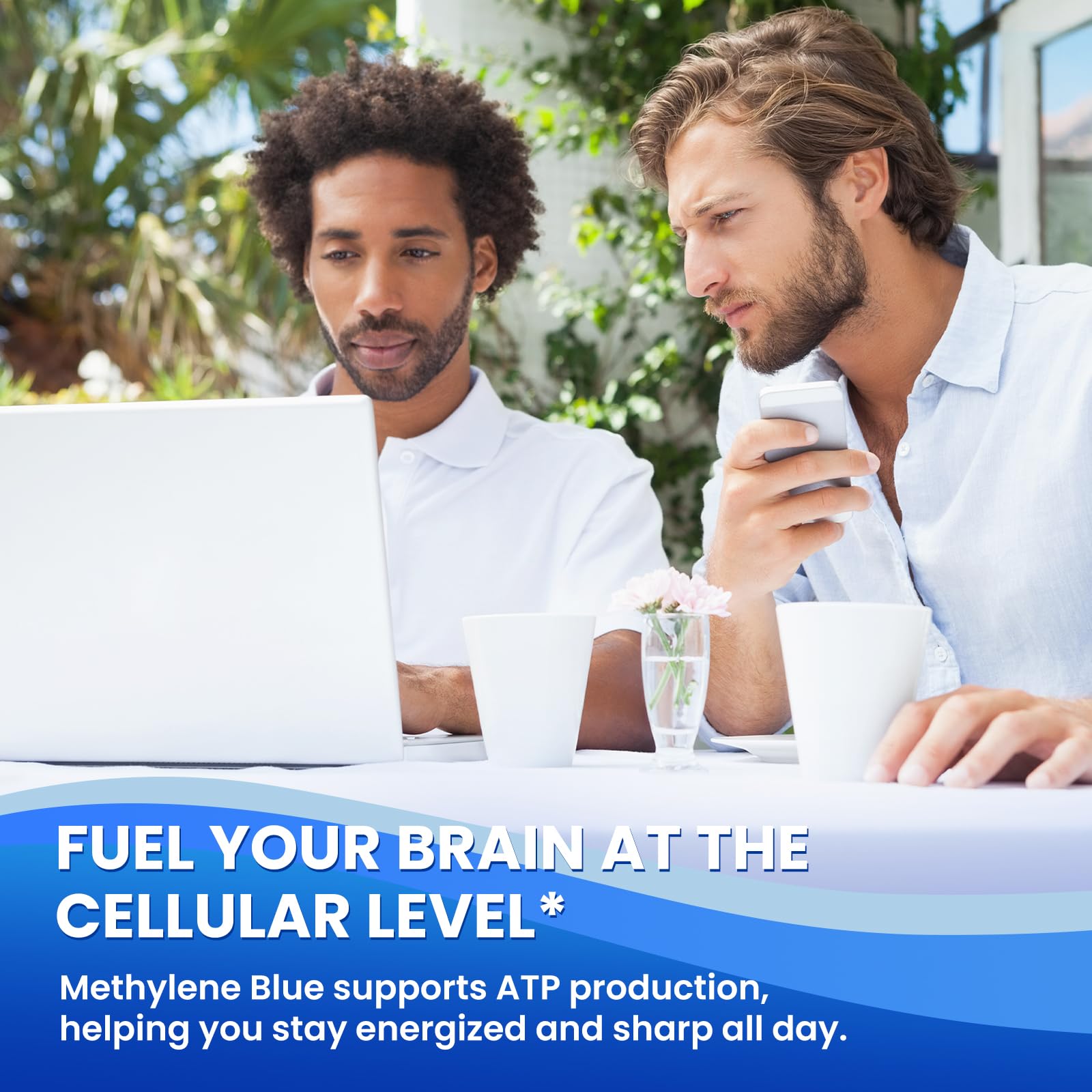 Brain health concept with methylene blue drops