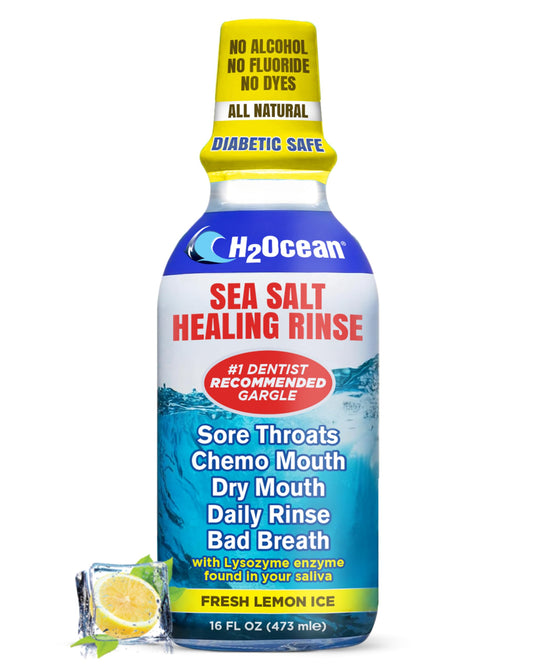 Bottle of H2Ocean Healing Rinse Lemon Ice 16 oz