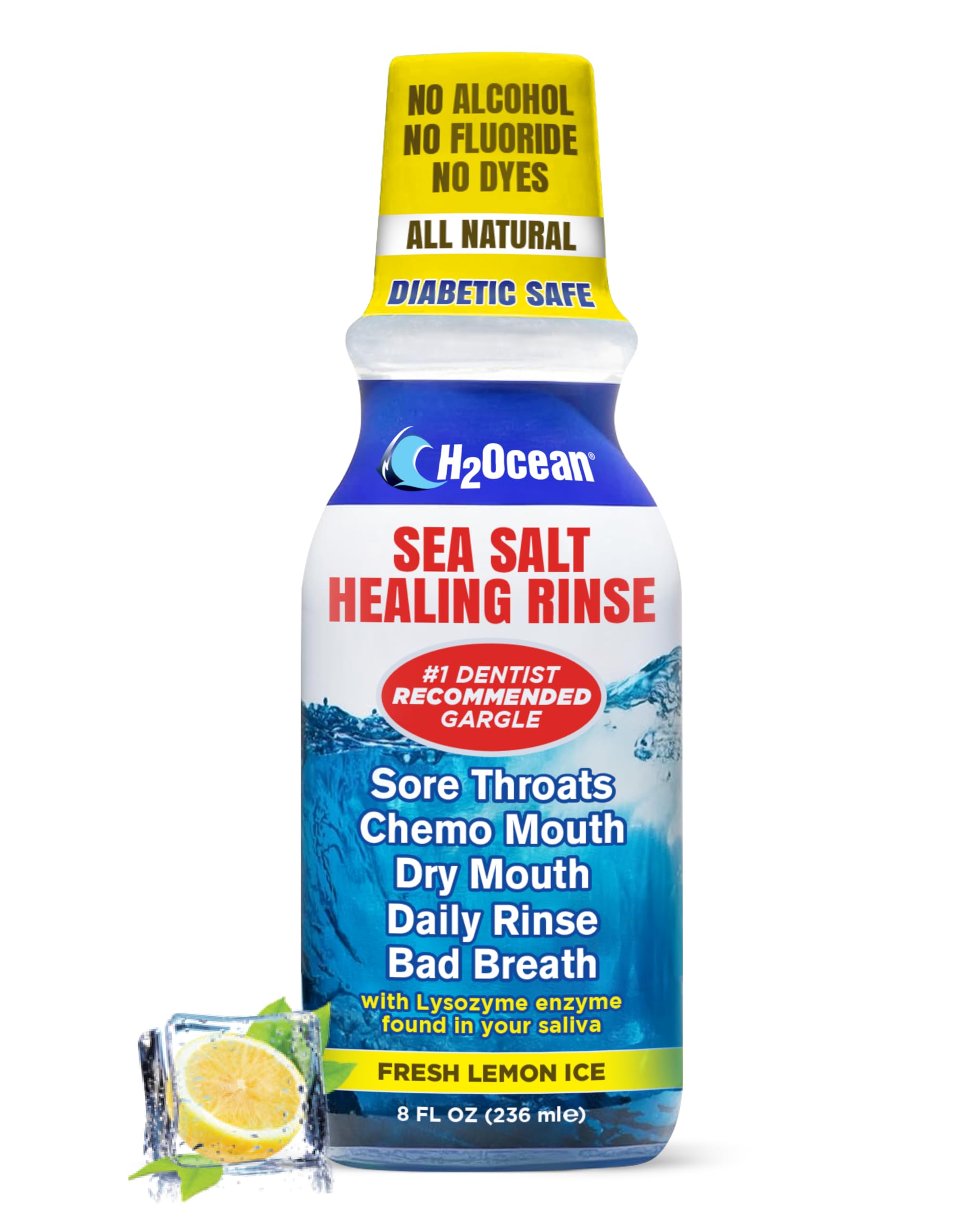 H2Ocean Healing Rinse Lemon Ice 8 oz bottle front view