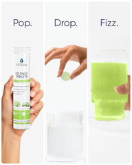Lifestyle shot of a person hydrating with lemon-lime flavored water