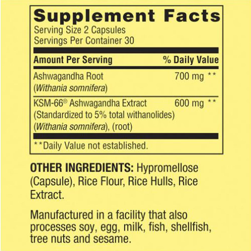 Close-up of H4U Ashwagandha 1300 mg label