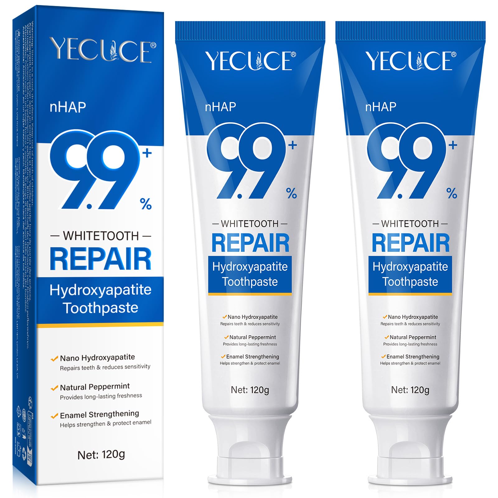 2-piece hydroxyapatite toothpaste front view